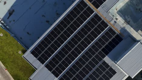 Aerial view of solar panels on a rooftop