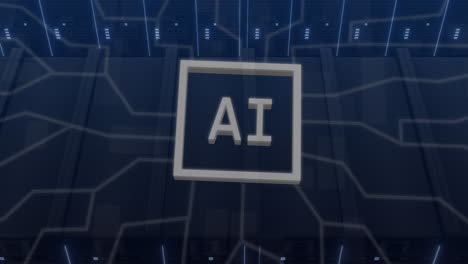 Animation of ai data processing over computer circuit board