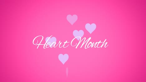 Animation-of-heart-month-text-over-hearts-on-pink-background