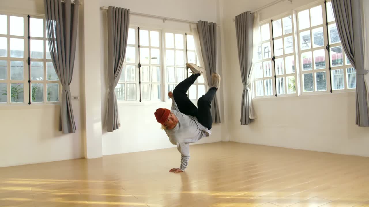 Cool Breakdance Style Dancer Posing, Slow Motion