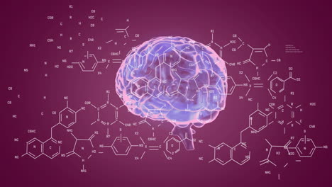 animation of chemical formula over digital brain