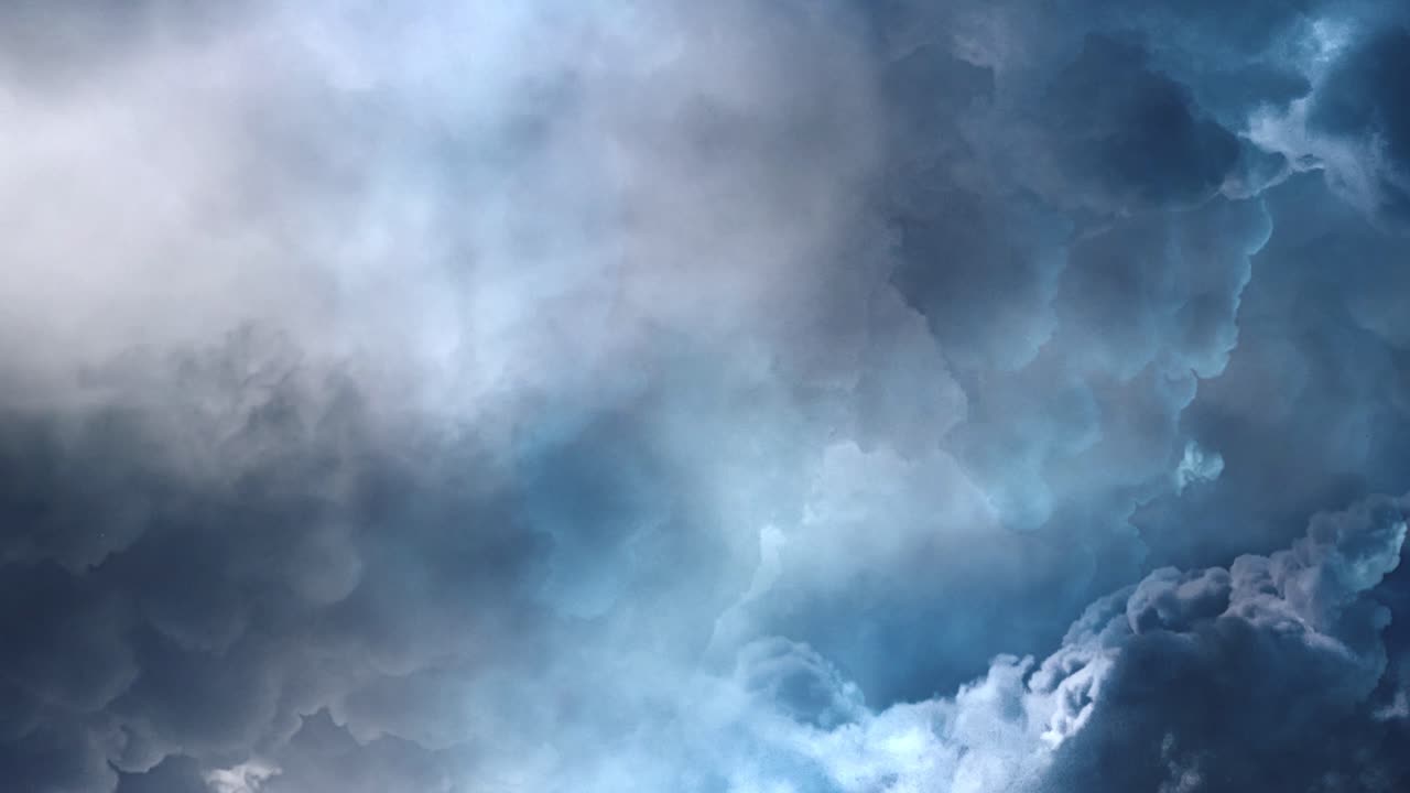 thunderstorm, lightning strike among dark clouds moving in the sky