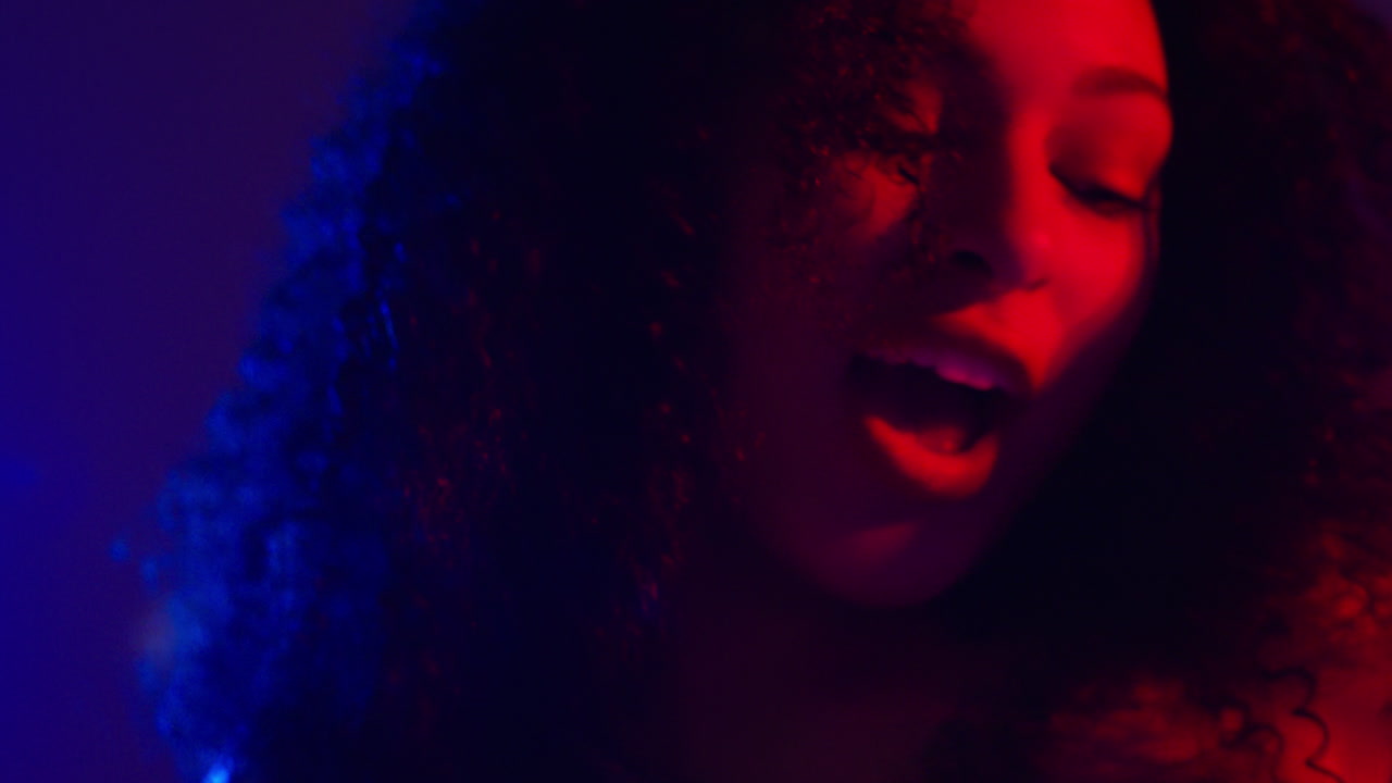 Close Up Of Young Woman In Nightclub Bar Or Disco Dancing With Sparkling Lights 15