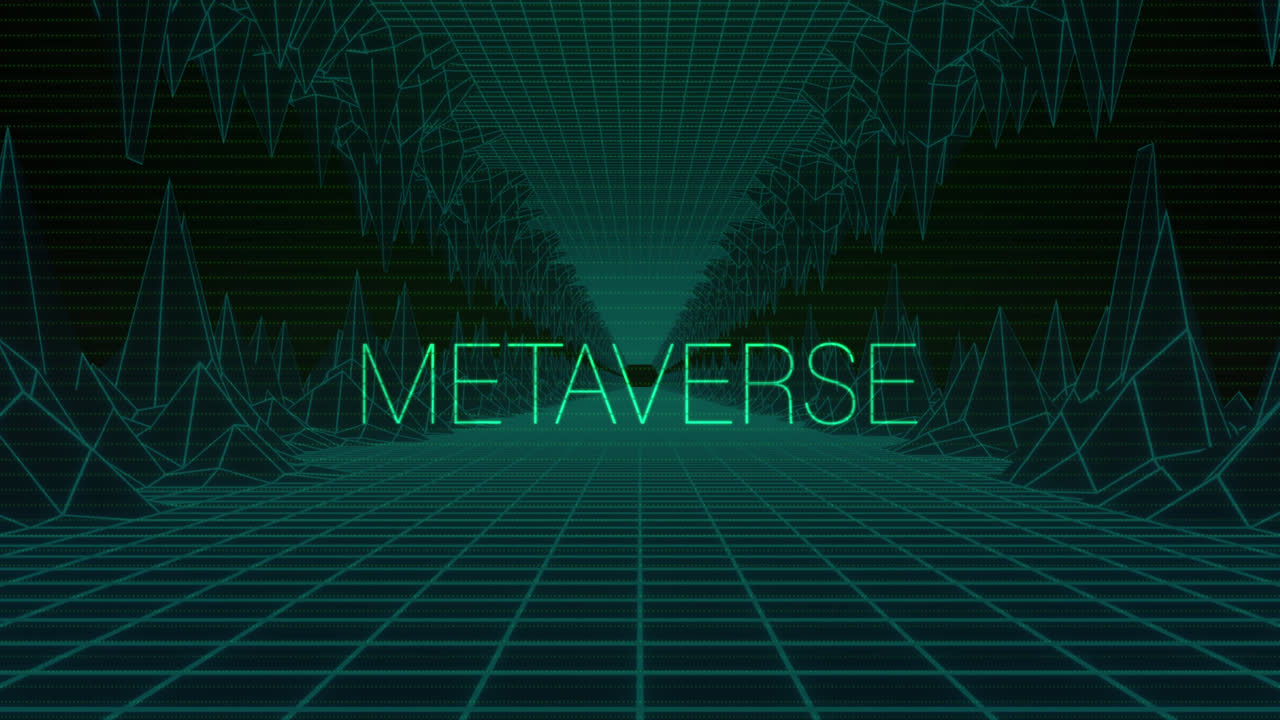 animación del texto del metaverso a través del túnel digital