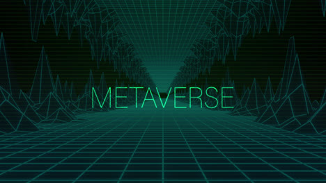 animación del texto del metaverso a través del túnel digital