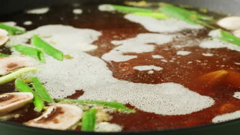 preparing a mushroom soup