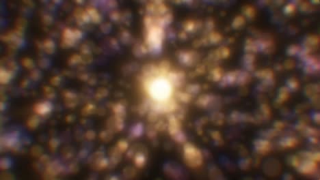 abstract brown bokeh particles and light rays from sun shining - 4k seamless loop motion background animation