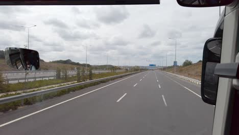 On-a-cloudy-day,-a-shot-from-a-bus-traveling-towards-Istanbul-Airport