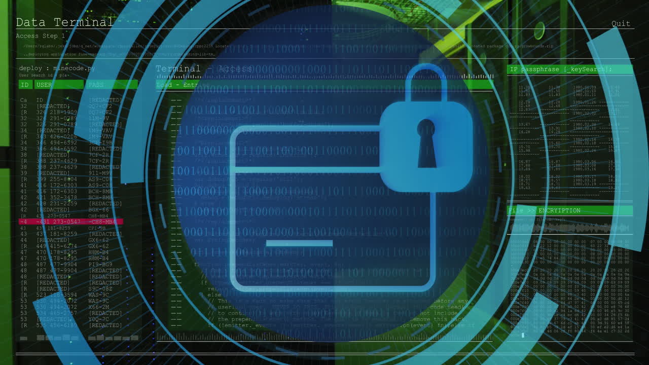 animación del candado y procesamiento de datos a través de servidores informáticos