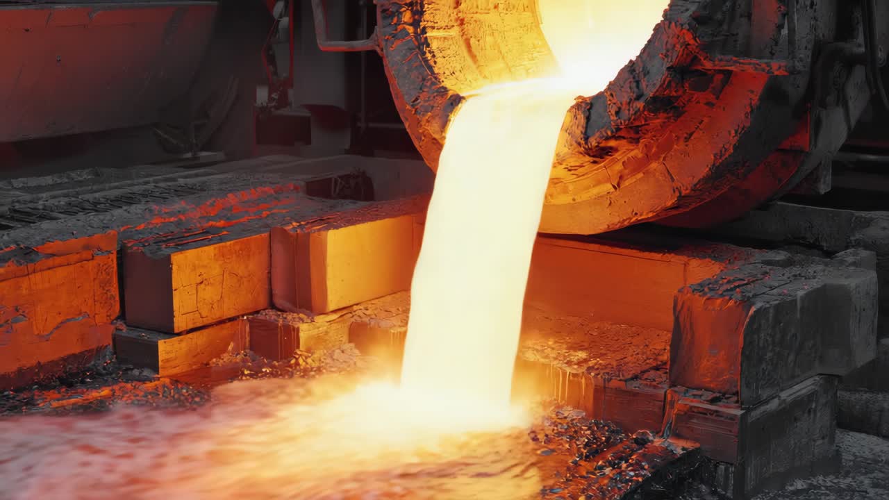расплавленный металл в литейном заводе