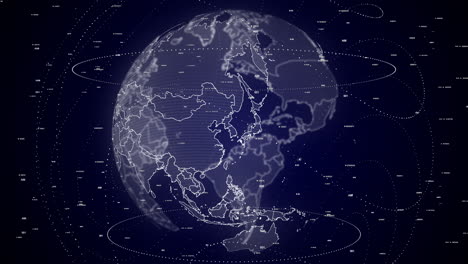 globo digital girando, haciendo zoom en el país de corea del sur