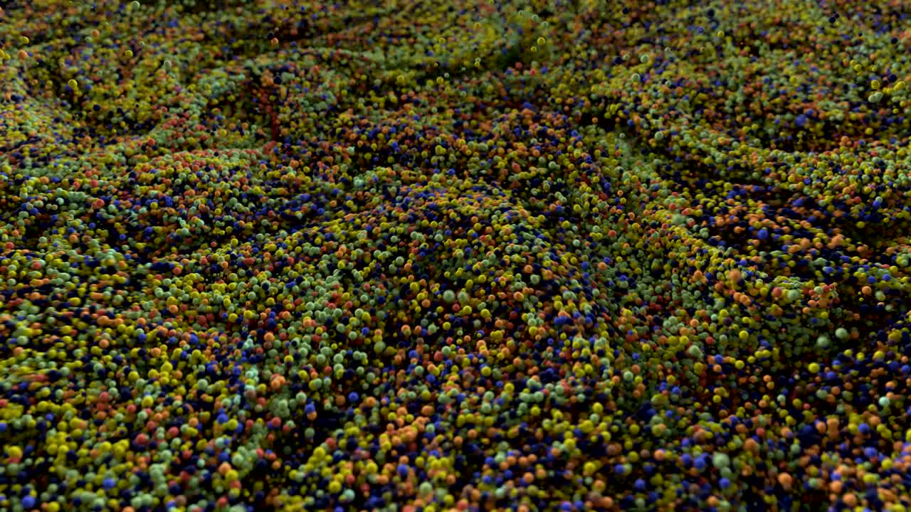 추상적인 구체들이 페인트처럼 회전하고 있습니다.