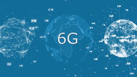 Animación-Del-Globo-Con-Texto-6g-Sobre-Procesamiento-De-Datos-Sobre-Fondo-Azul