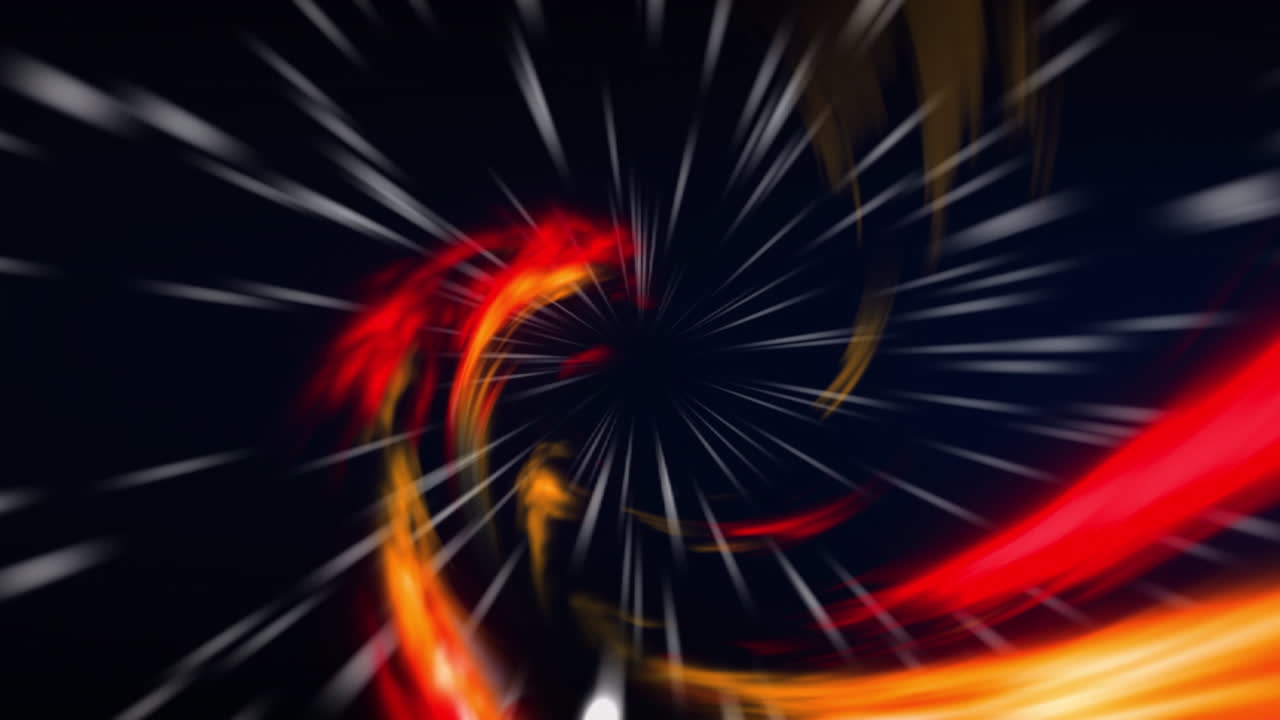 검은 바탕에 움직이는 불빛 위에 오렌지색 연기의 애니메이션