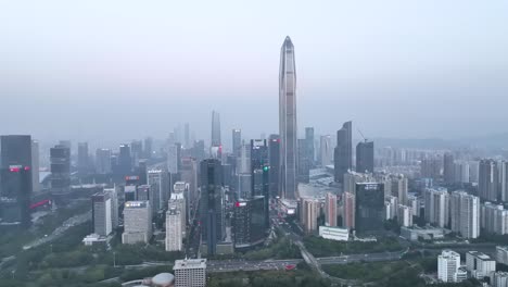 aerial view of skyline in shenzhen city cbd at daytime in china