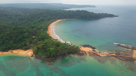 aerial view of amazing bom bom resort and the islet with the same name in ilha do principe (prince island) africa