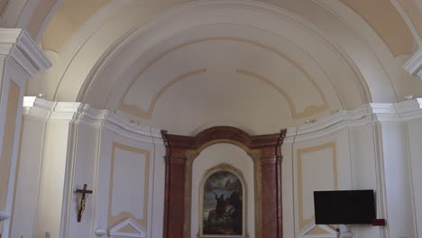 the serene interior of a catholic church