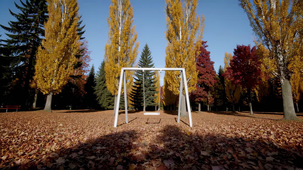 Empty Swing in Autumn Park