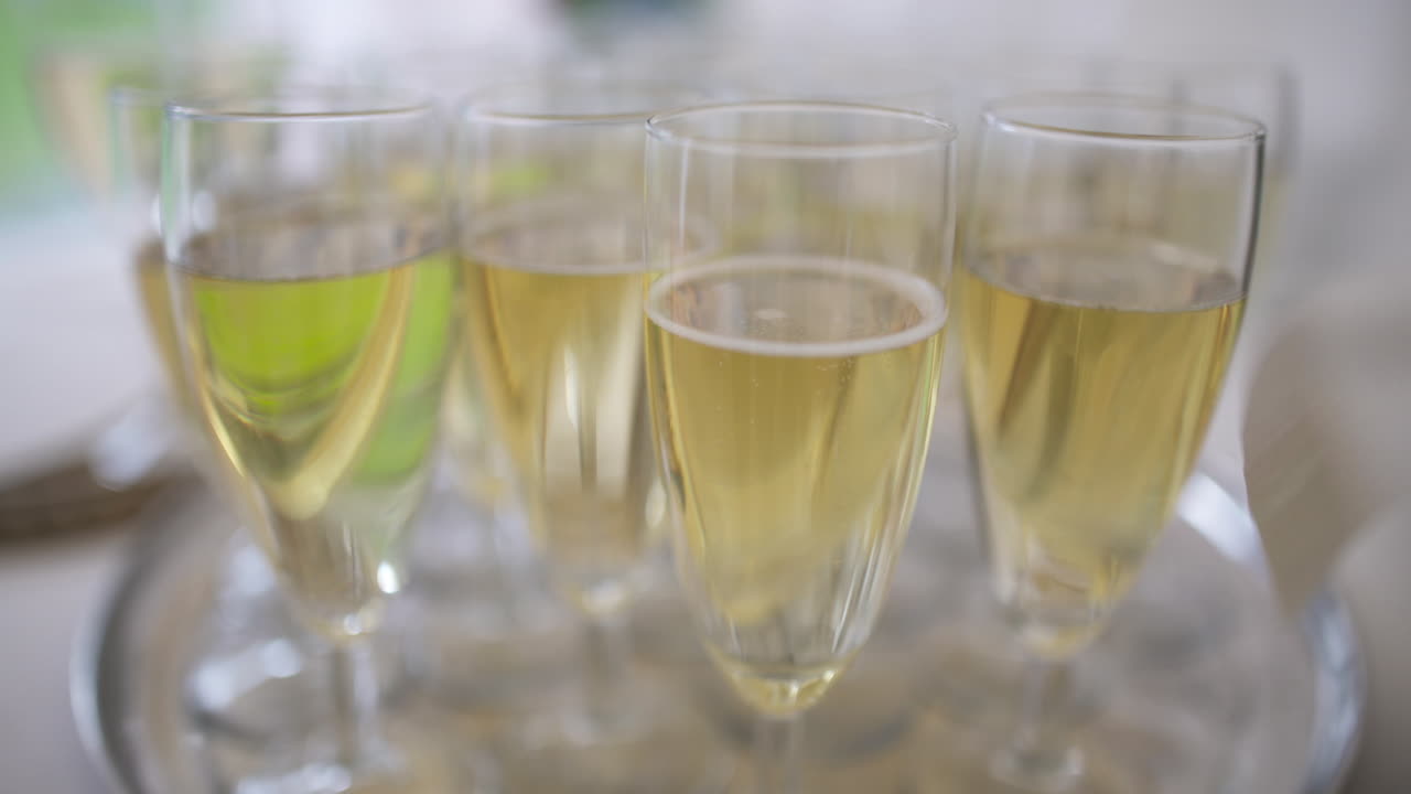 Champagne Glasses Close Up Of Bubbles And Fizz