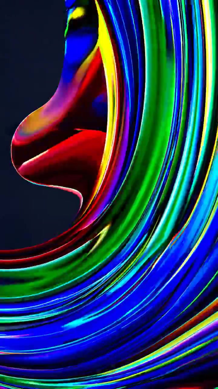 Linee astratte luminose e vibranti che si muovono in un motivo circolare