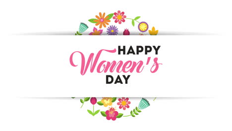 happy womens day lettering with floral frame