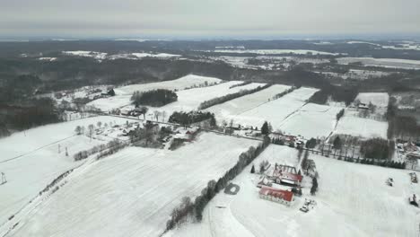 aerial view of agricultural fields in a harsh winter climate