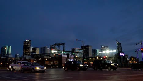evening traffic in an urban cityscape