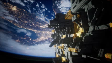 nave espacial con vista al espacio y al planeta tierra