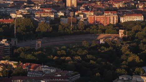 arena civica - multi-purpose stadium in milan, italy, opened in 1807, aerial view