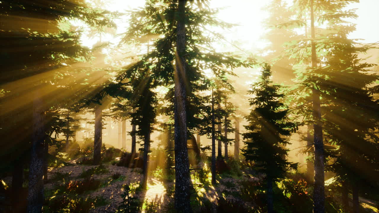 cuento de hadas espeluznante bosque en un día de niebla