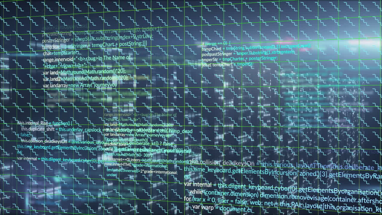 animación de código digital y procesamiento de datos sobre un fondo tecnológico abstracto