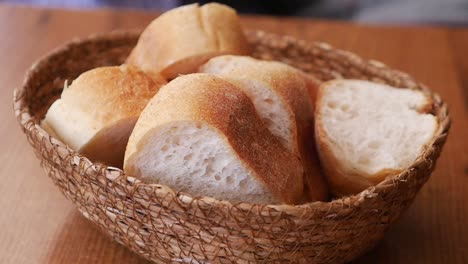 slices of baguette in a basket