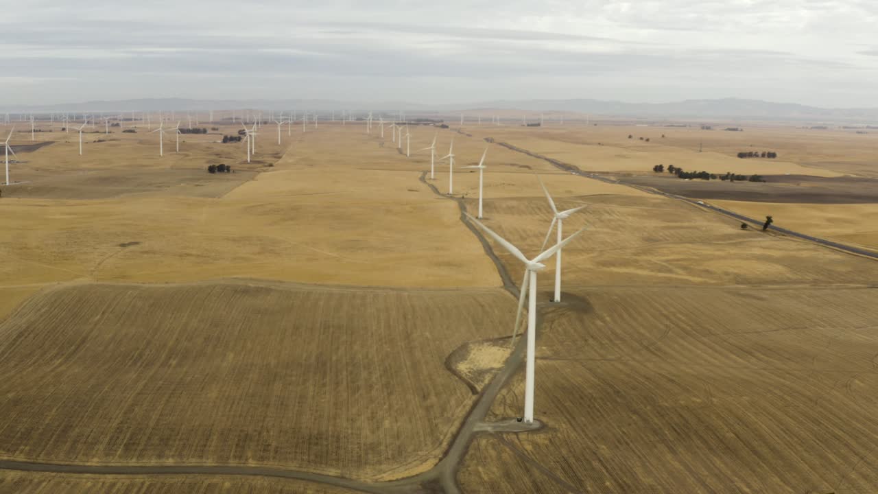 Aerial shot of Windmills field on Montezuma Hills