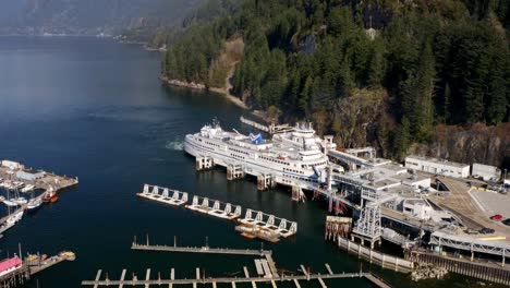 panoramic natural scenery and maritime seaport of bc ferries in horseshoe bay, bc, west vancouver, canada