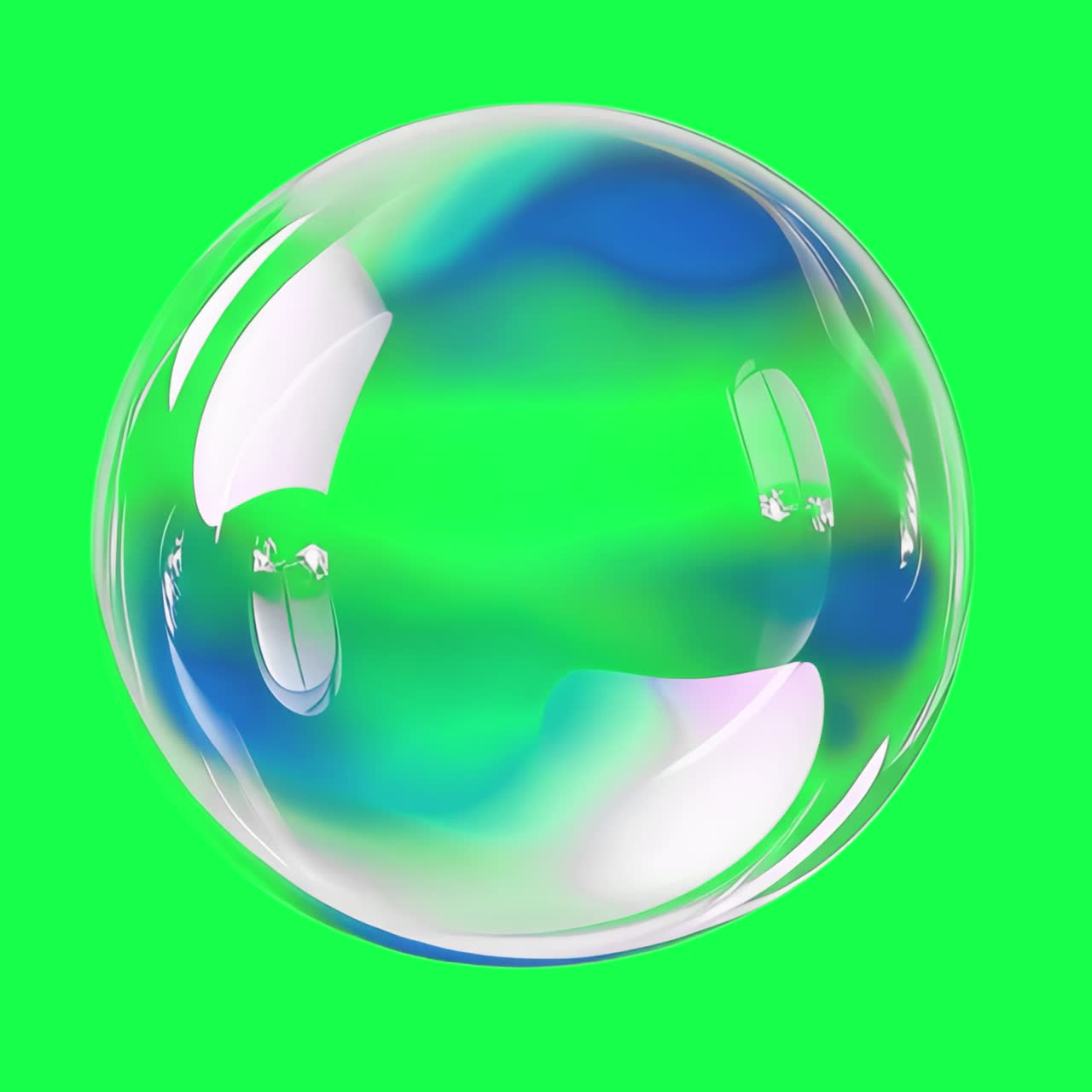 Colorful iridescent bubble floating animation, transparent 4K video, green screen