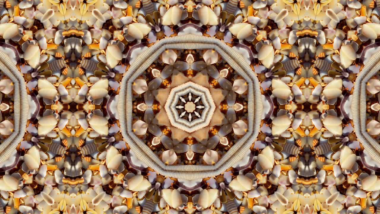 patrón de flor fractal abstracto, fondo de caleidoscopio, video de bucle de flores con adorno de mandala.