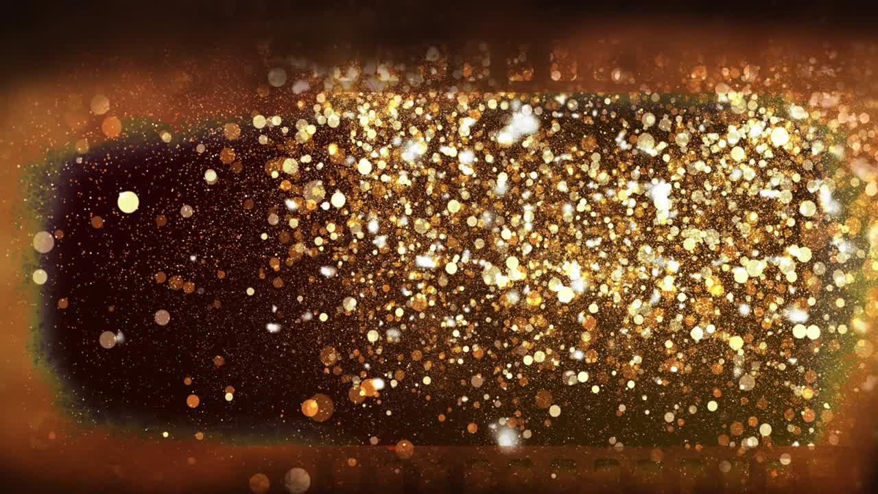 황금 반점 위에 황금 프레임의 애니메이션