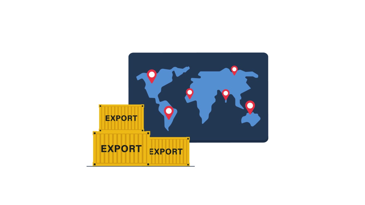 Animation of Shipping Containers Being Exported Globally
