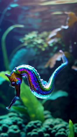 colorful sea horse in an aquarium