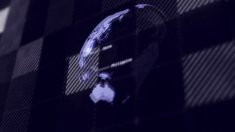 Animation-of-globe-over-data-processing-on-dark-background