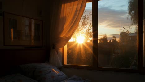 sunrise in a cozy bedroom