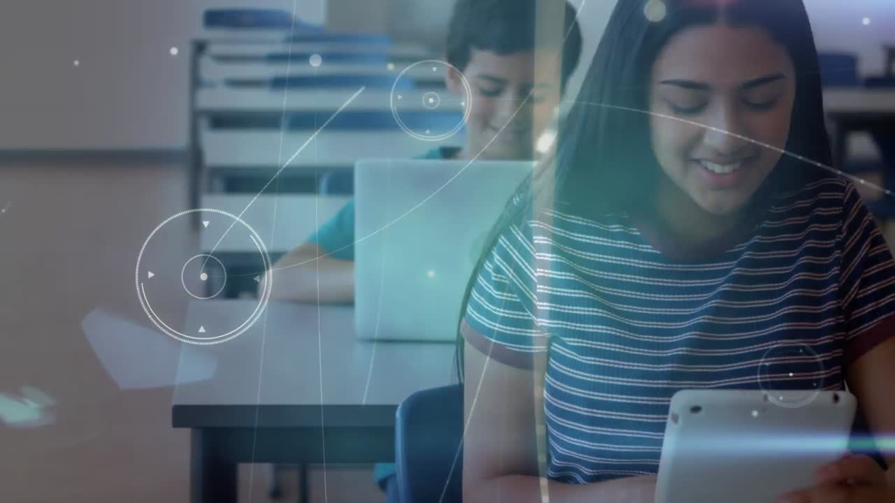 animación de redes de conexiones entre diversos escolares en el aula