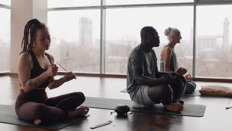 group meditation and yoga session