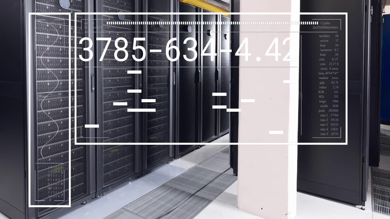animación de la interfaz con el procesamiento de datos contra la sala de servidores de computadoras
