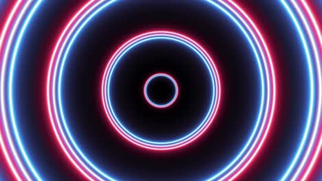 blue, violet and pink neon circles seamless loop motion graphic background. abstract futuristic flight in tunnel animation