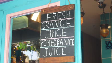 fresh juice menu sign