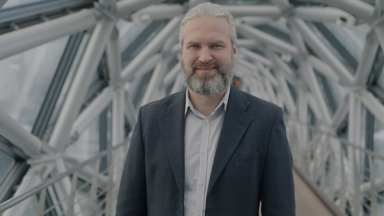 Businessman Portrait on Modern Bridge