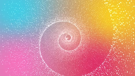 un vórtice espiral brillante con partículas flotantes que giran en el fondo colorido.