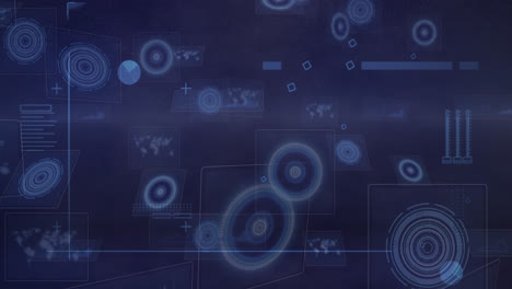 animation of data processing and scope scanning on black background