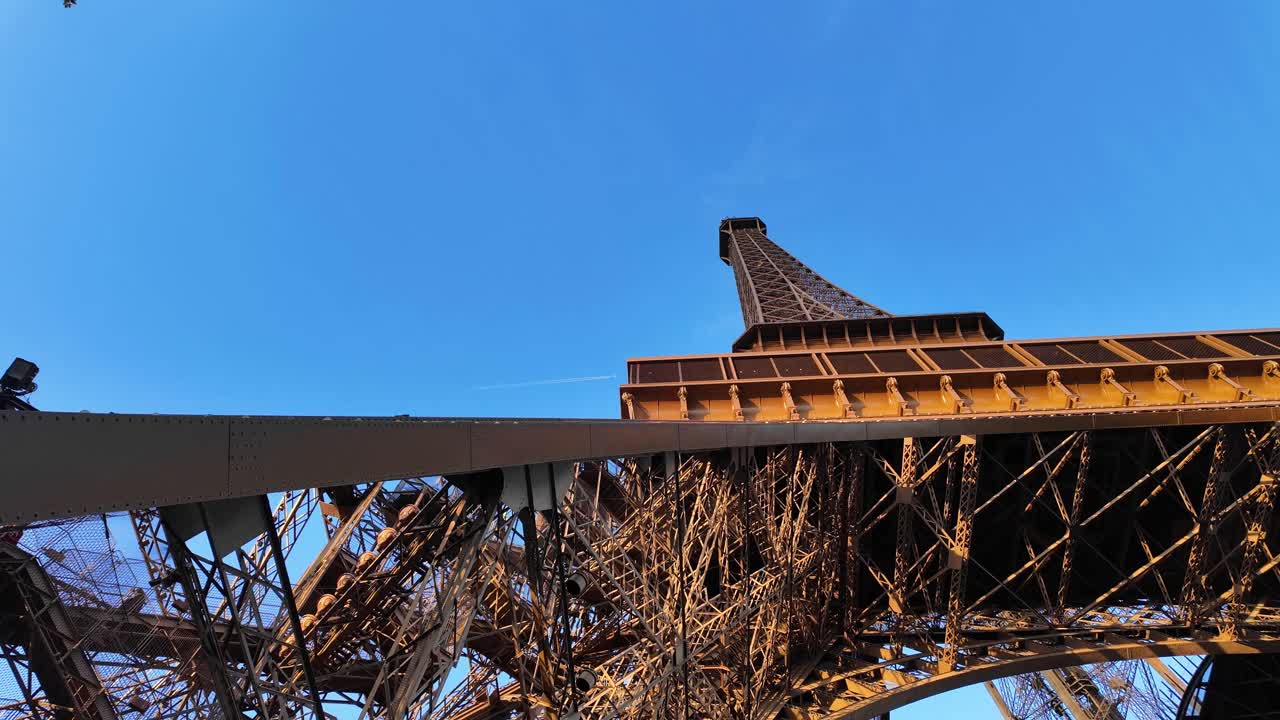 Eiffel Tower iron structure Paris France touristic landmark attraction, day time